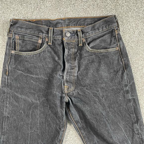 Levis 501 Original Shrink To Fit Jeans Mens Straight Leg Button Fly Black 32x30 - Picture 5 of 14